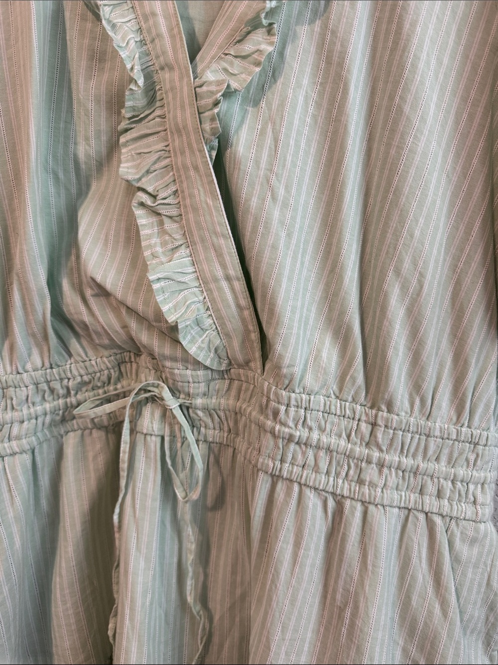 Green Striped Ruffle Dress - Picture 4 of 7